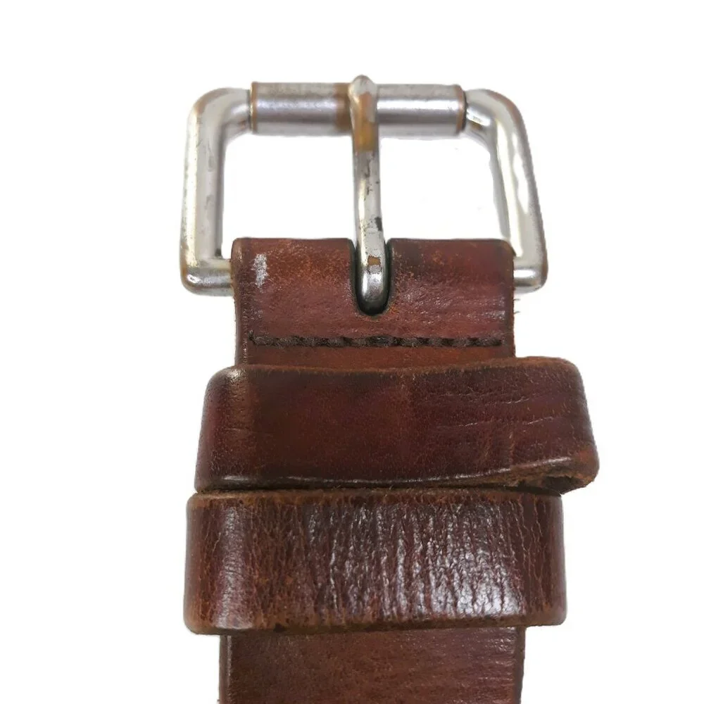 Polo Ralph Lauren Men's Brown Leather Belt 44 Silver Buckle Patina Distressed